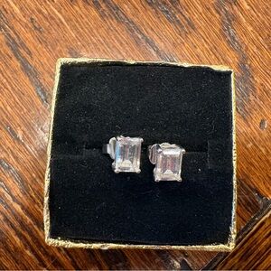 Faux Diamond Silver Stud Earrings